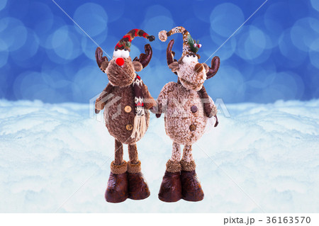 Christmas greeting card with a toy Elk 36163570