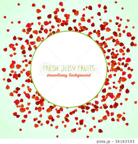 Strawberry season. Text frame. Fresh juicy fruits. Strawberry season. Text frame. Fresh juicy fruits. 36163593