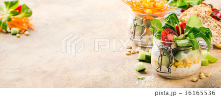 Salad in glass jar 36165536