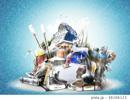 Travel backpacks with climbing equipment 36166123