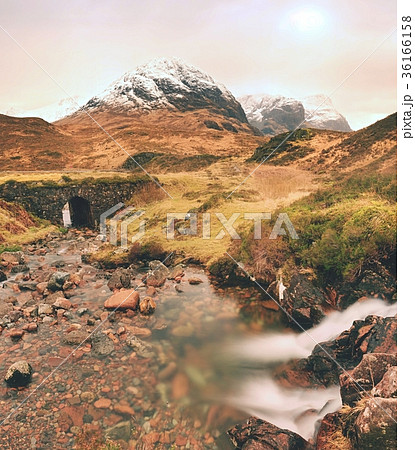 Rapids in small waterfall on stream, Scotland  36166158
