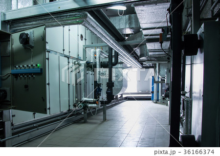 Side view of the huge gray industrial air handling Side view of the huge gray industrial air handling 36166374