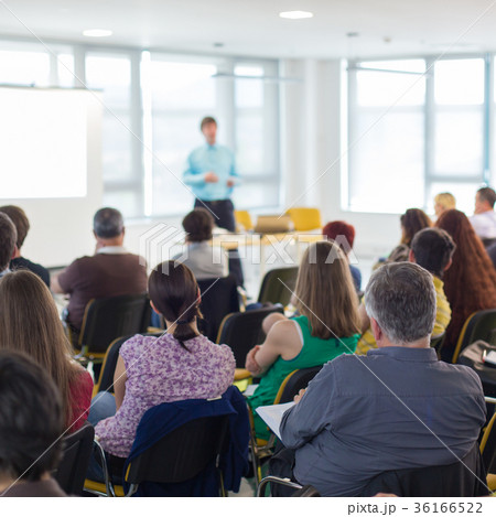 Speaker giving presentation on business conference 36166522