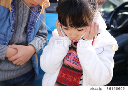 使い捨てカイロを頬に当てる女の子 使い捨てカイロを頬に当てる女の子 36166606