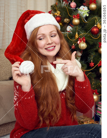 Girl in christmas decoration. New year holiday Girl in christmas decoration. New year holiday 36166865