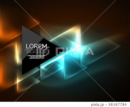 Color neon glowing triangles, abstract background 36167784