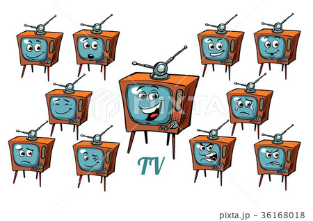 TV receiver emotions emoticons set isolated on TV receiver emotions emoticons set isolated on 36168018