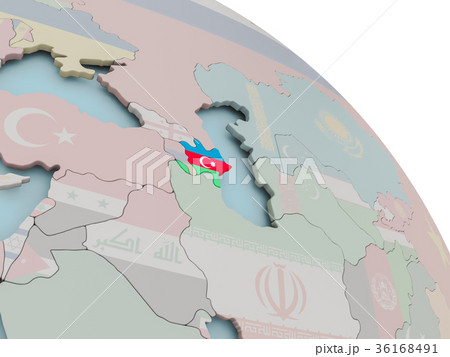 Map of Azerbaijan with flag Map of Azerbaijan with flag 36168491