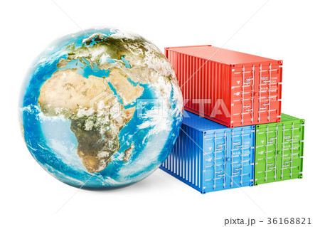 Earth Globe with cargo containers 36168821