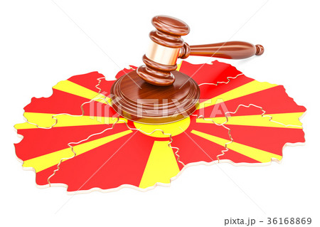Wooden Gavel on map of Macedonia, 3D rendering 36168869