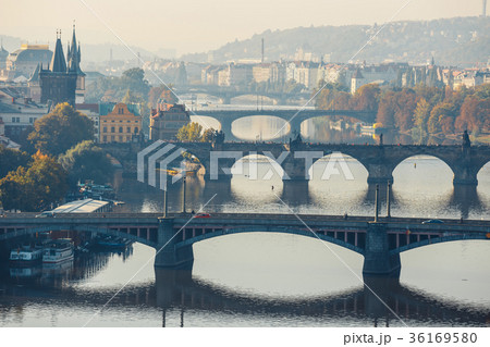 Charles Bridge and Vltava river in Prague 36169580