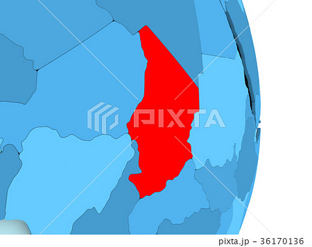 Map of Chad in red 36170136