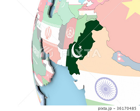 Flag of Pakistan on political globe 36170485
