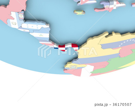 Map of Panama with flag on globe 36170507