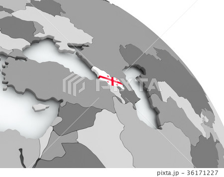 Map of Georgia with flag on globe 36171227