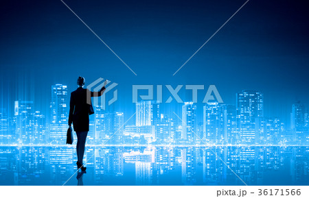 Businesswoman and night city Businesswoman and night city 36171566