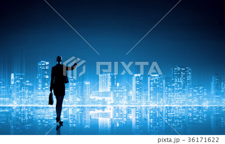 Businesswoman and night city Businesswoman and night city 36171622