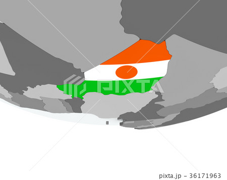 Niger with flag on globe 36171963