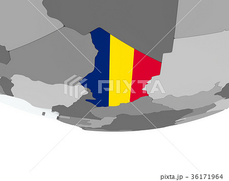 Chad with flag on globe 36171964