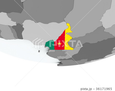 Cameroon with flag on globe 36171965