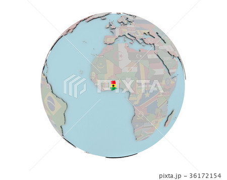 Ghana with flag on globe 36172154