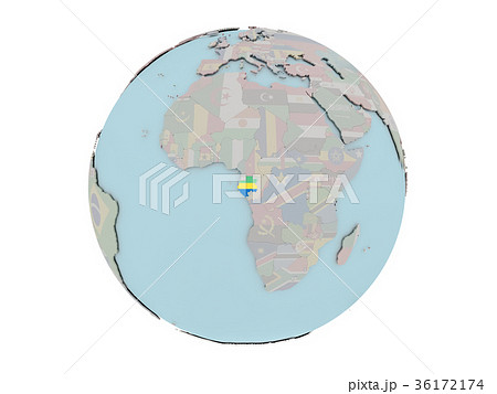 Gabon with flag on globe 36172174