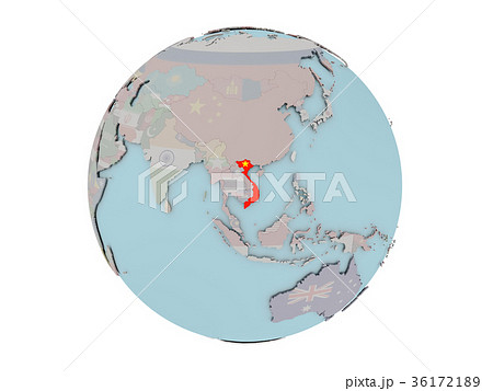 Vietnam with flag on globe 36172189