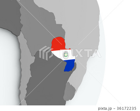 Map of Paraguay with flag 36172235