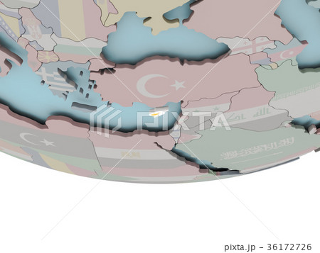 Cyprus with flag on globe 36172726