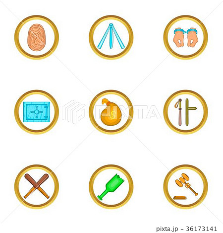 Court case icons set, cartoon style 36173141