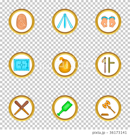Court case icons set, cartoon style 36173141
