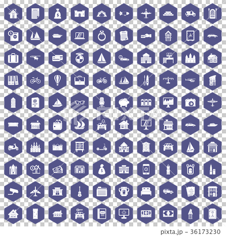 100 property icons hexagon purple 100 property icons hexagon purple 36173230