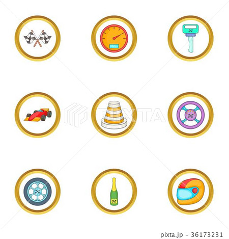 Car race icons set, cartoon style Car race icons set, cartoon style 36173231