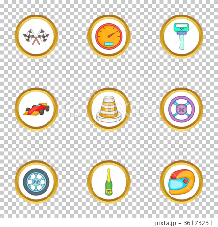 Car race icons set, cartoon style Car race icons set, cartoon style 36173231