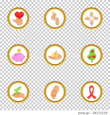 Donate day icons set, cartoon style Donate day icons set, cartoon style 36173259