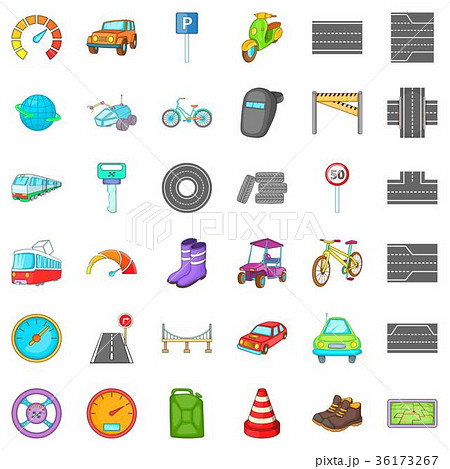City traffic icons set, cartoon style 36173267