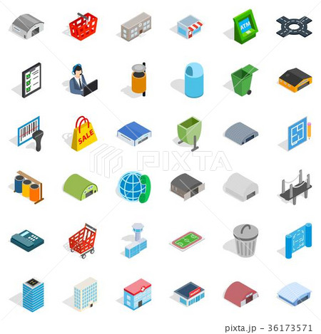 Towny icons set, isometric style Towny icons set, isometric style 36173571