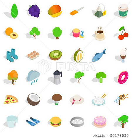 Vegetarian cook icons set, isometric style 36173636