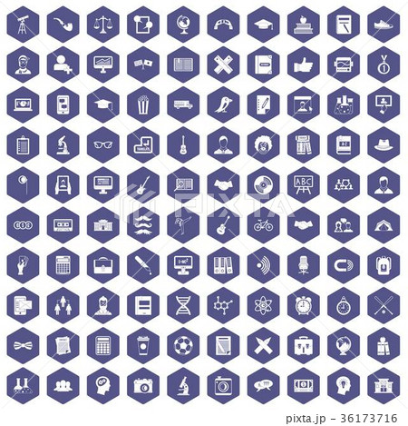 100 student icons hexagon purple 36173716