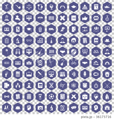 100 student icons hexagon purple 36173716