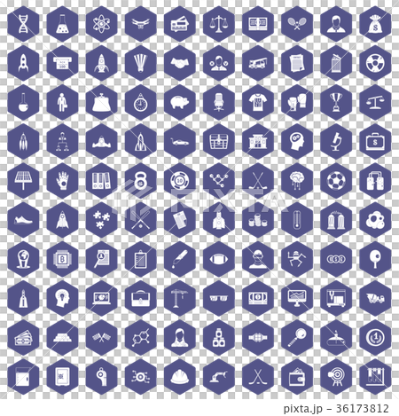 100 success icons hexagon purple 36173812