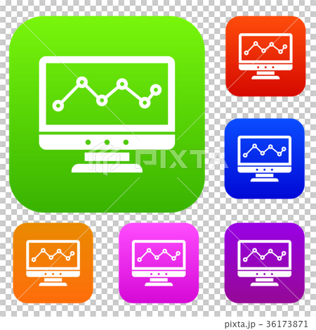 Graph in computer screen set collection - Stock Illustration [36173871 ...
