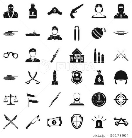 Police weapon icons set, simple style Police weapon icons set, simple style 36173904