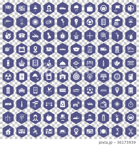 100 taxi icons hexagon purple 36173939