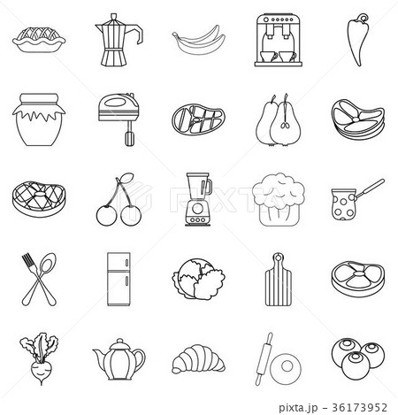 Cook galley icons set, outline style 36173952