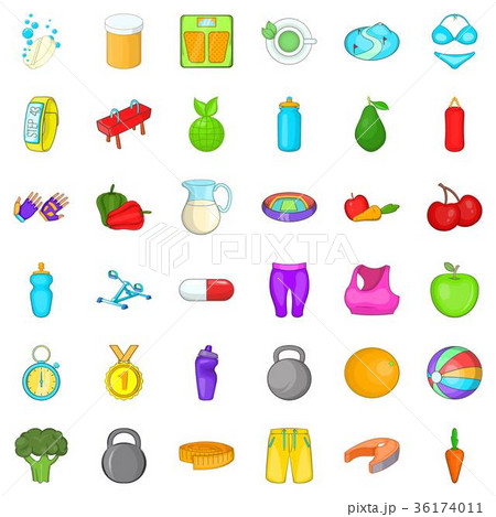 Wellness care icons set, cartoon style 36174011