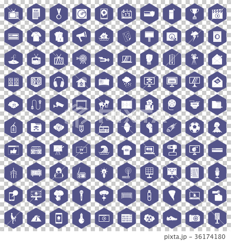 100 TV icons hexagon purple 100 TV icons hexagon purple 36174180