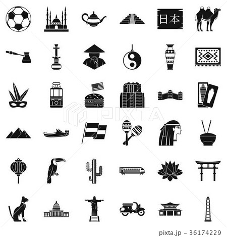 World tourism icons set, simple style World tourism icons set, simple style 36174229