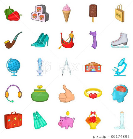 Weekend rest icons set, cartoon style 36174392