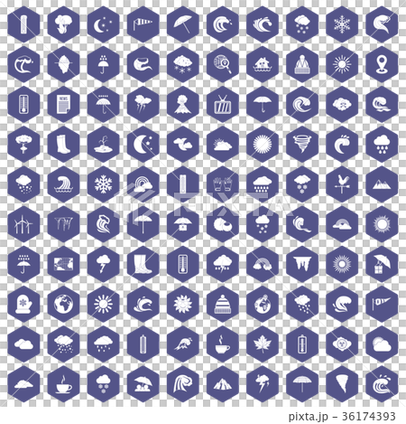 100 weather icons hexagon purple 100 weather icons hexagon purple 36174393